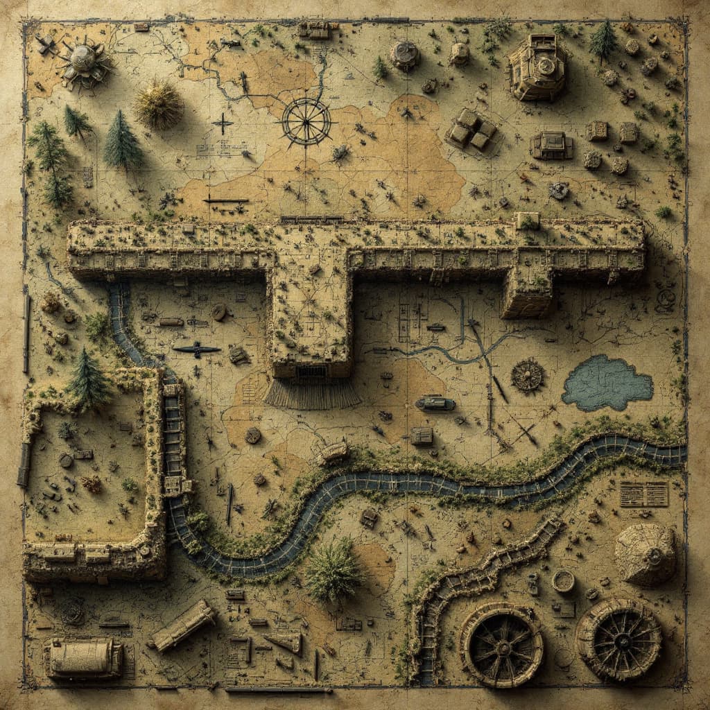 AI generated: Create in military style map, or tactic plan of how to storm a trench system