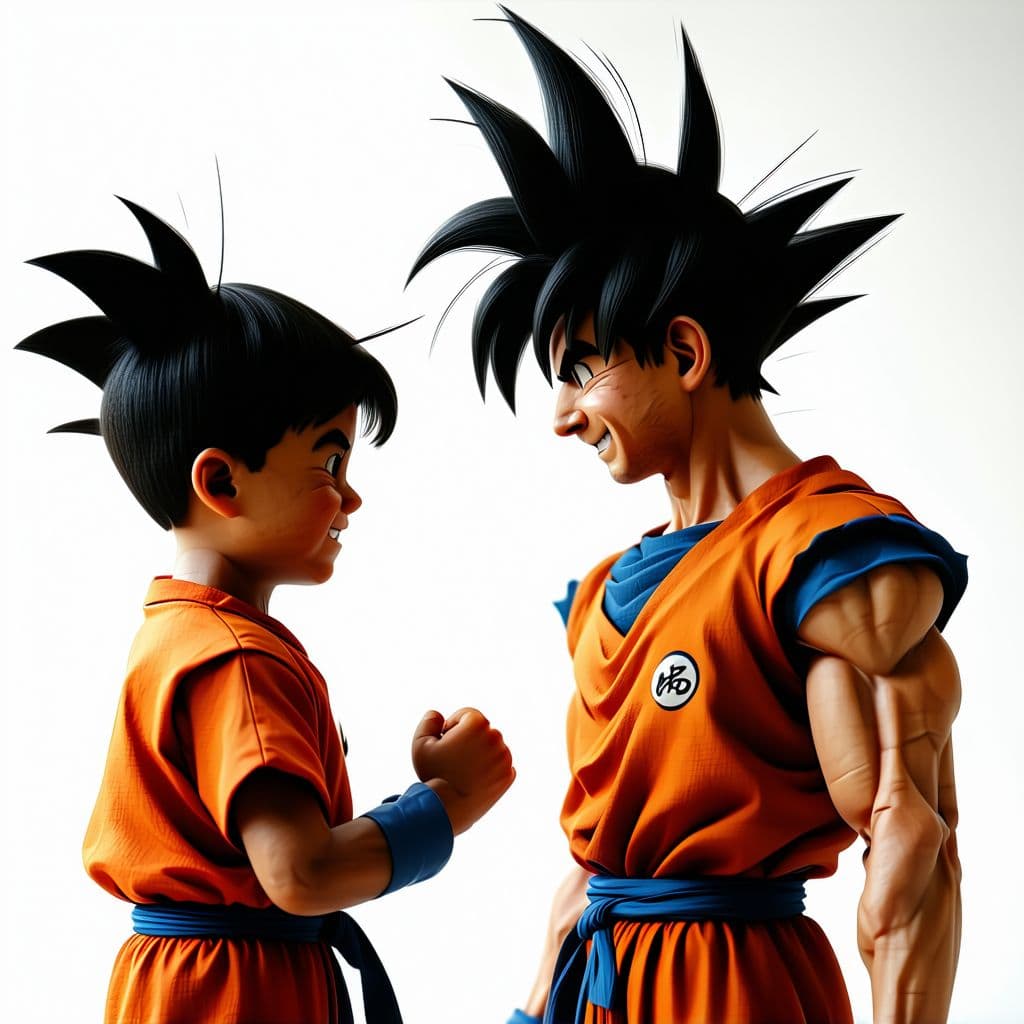 AI generated: archit prakash indian man meets goku, high quality. america
