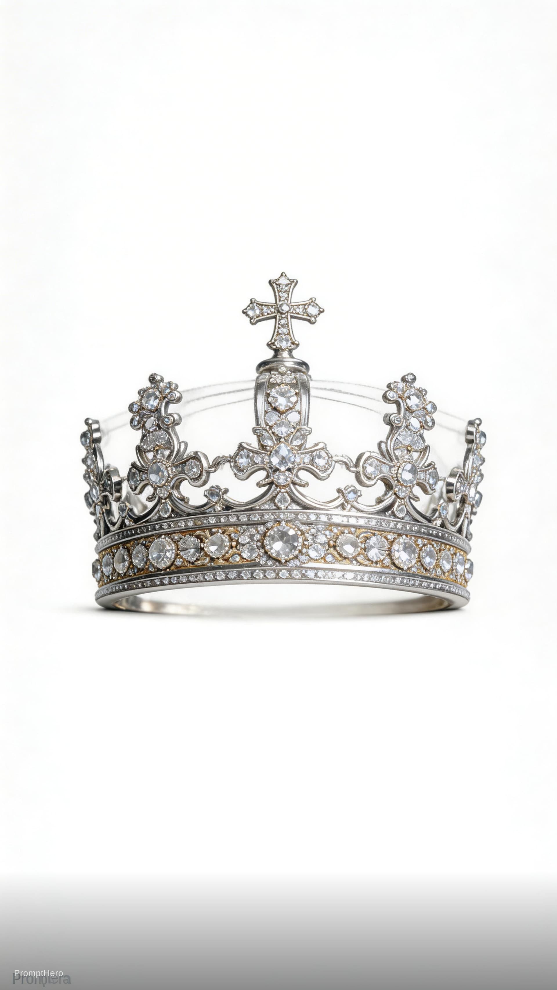 AI generated: make a front phasing crown from input image 1 but fit it on input image 2 head but dont display the ...