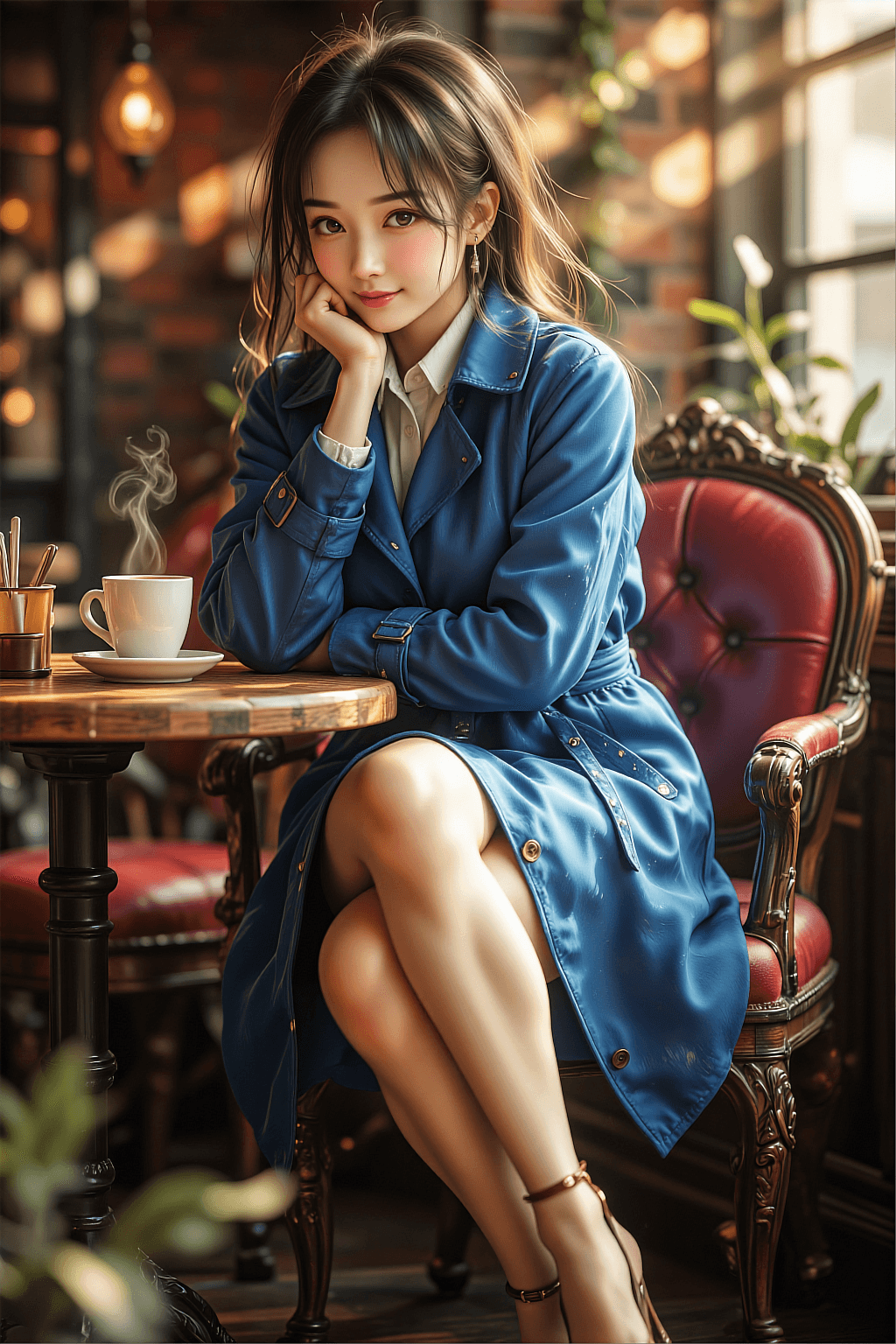 AI generated: A 3D vertical anime masterpiece illustration of a beautiful Chinese girl with black hair and brown e...