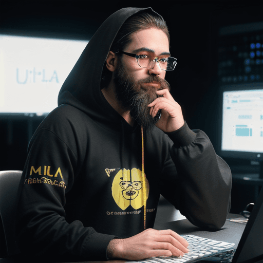 AI generated: hacker, darkroom, coder, computer, man, medium beard, cool, grunge, (typing), ultra-detailed and det...