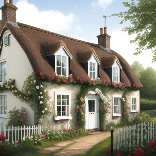 AI generated: a english cottage made completely out of roses