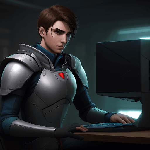 AI generated: a hero from a computer game
