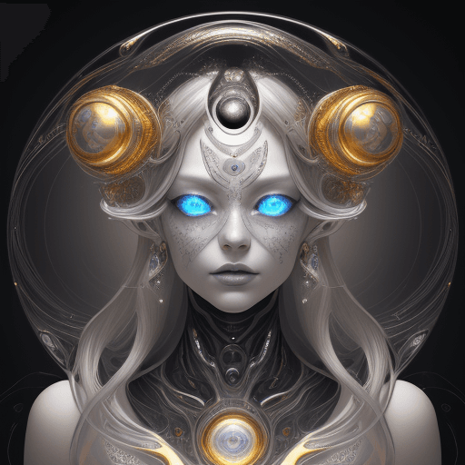 AI generated: art from the 'art of control' collection by jasper harvey, in the style of futuristic optics, silver...