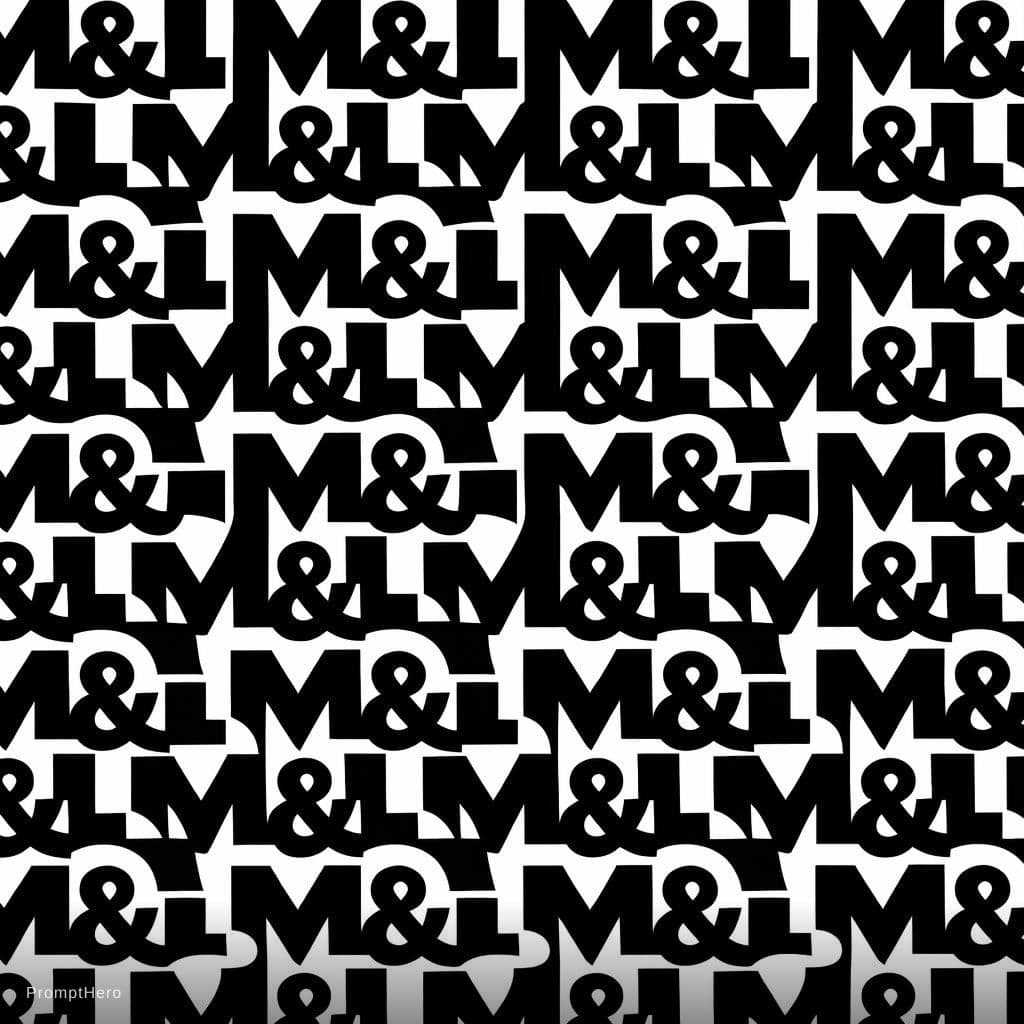 AI generated: create a pattern the text "M&L" in black on white. The pattern should fit exactly into itself on eve...