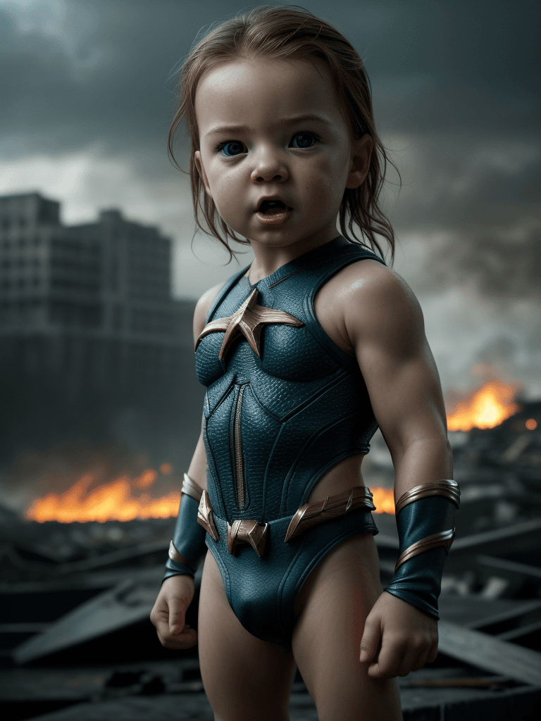 AI generated: Realism, portrait, portrait photography, half body, baby, little aquaman, action, dc movie, dc unive...