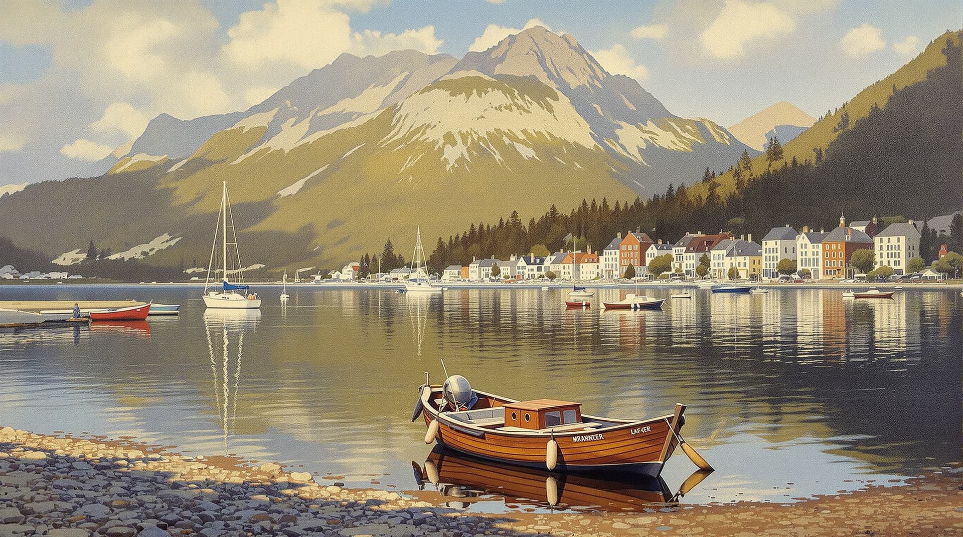 AI generated: peinture Lake Annecy