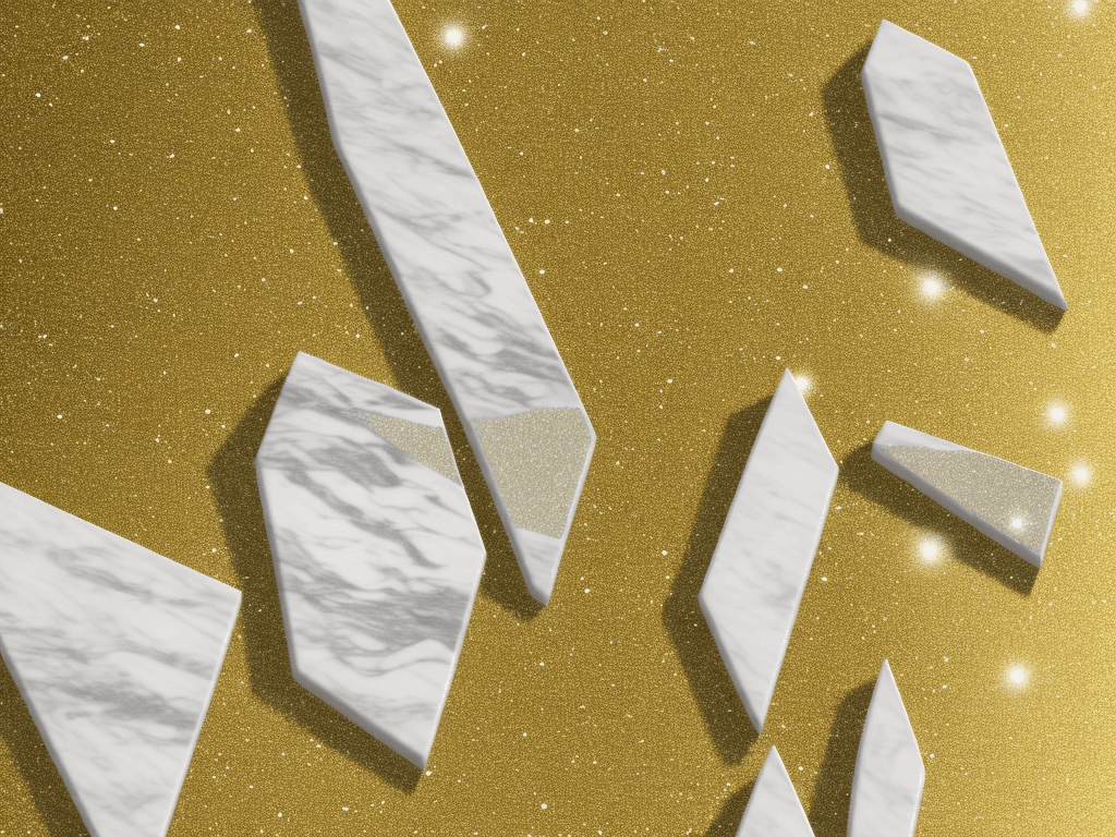 AI generated: abstract, marble, white, gold, glitter --ar 3:2 --v5
