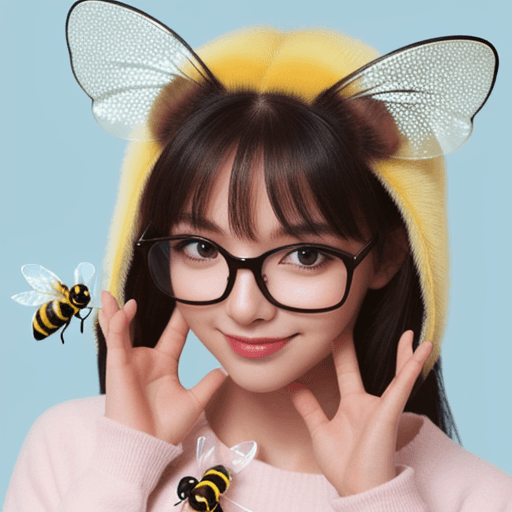 AI generated: cute animal bee wearing glasses