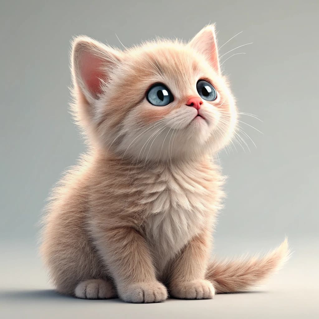 AI generated: "A cute and realistic 3D cat, sitting in a relaxed pose. The cat has soft, fluffy fur with a natural...