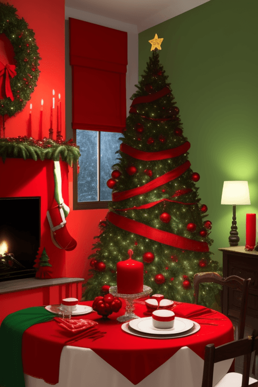 AI generated: decoracion de navidad de rojo y verde
