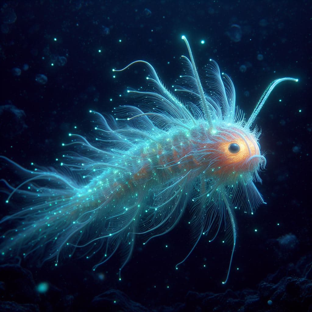 AI generated: Bioluminescent Creature: Create a highly detailed and realistic 3D model of a bioluminescent creatur...