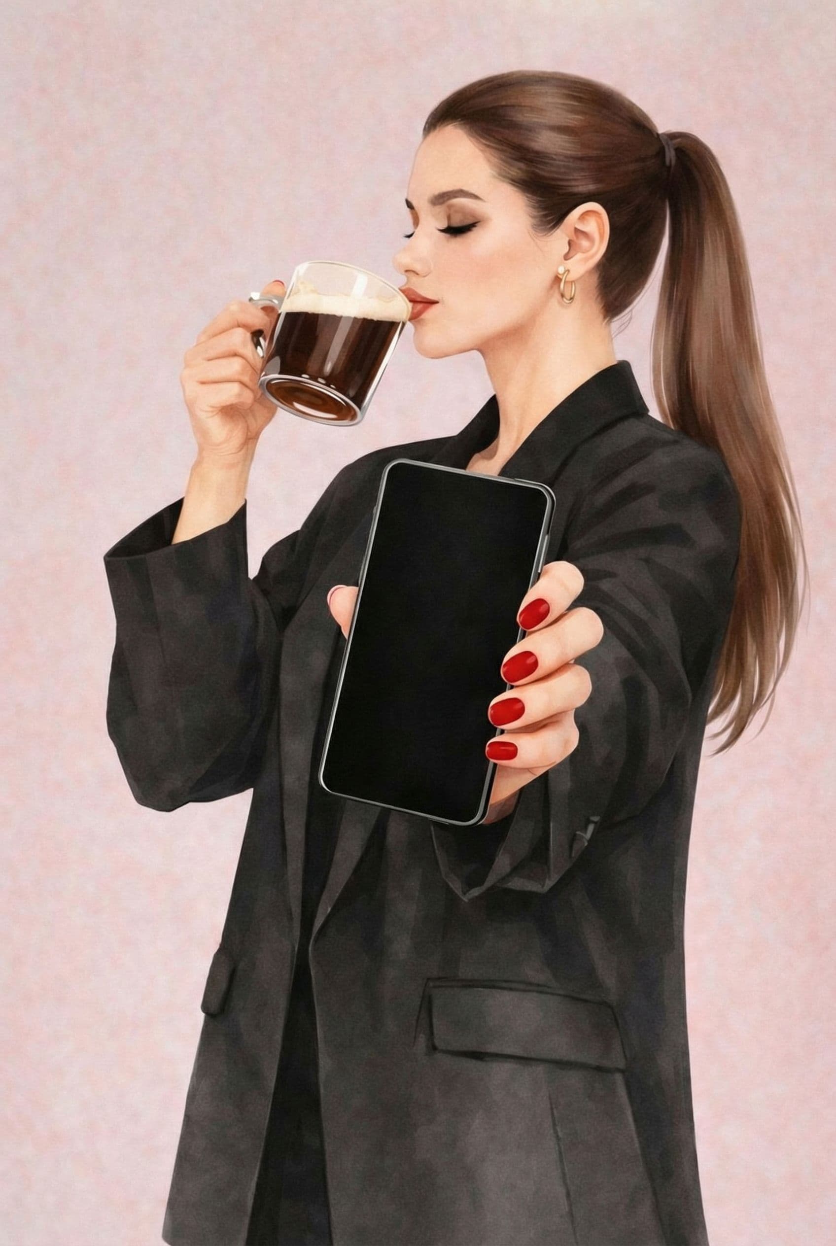 AI generated: remove all the writtting from the image and change the wine cup to coffee cup,make modern cup, like ...