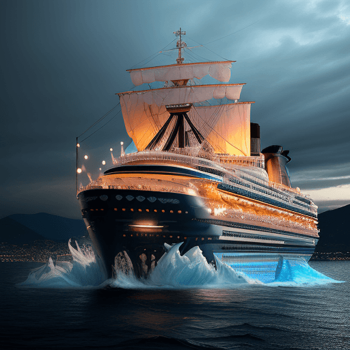 AI generated: A cruise ship with angry meth heads anchors in the bay of Malaga, photography, detailed skin, full b...