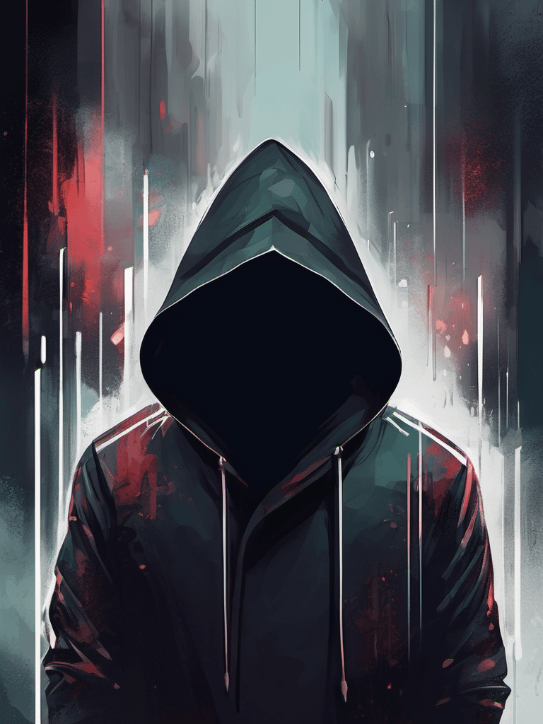 AI generated: digital illustration of an anonymous in hoodie, no face, majestic, elegant, calm, gloomy background,...