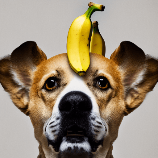 AI generated: Photography of a banana with dog head, tail and legs, highly detailed