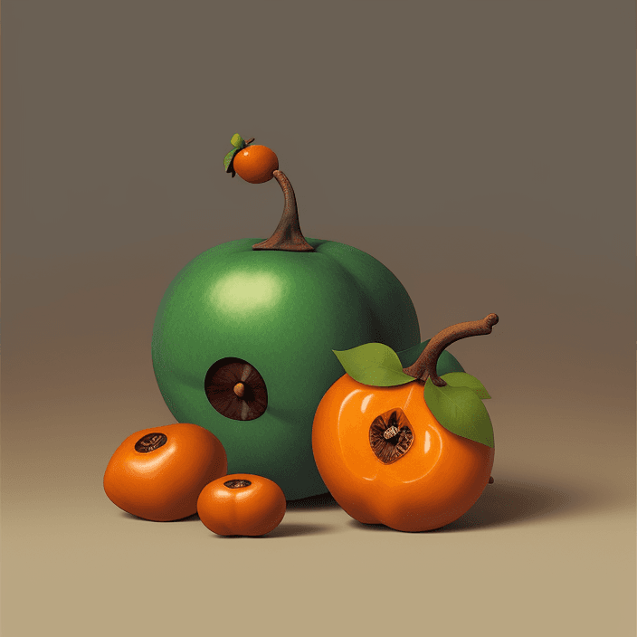 AI generated: A happy cartoon Asian Persimmon fruit, Pixar Style, perfect composition, 8k artistic photography, ph...