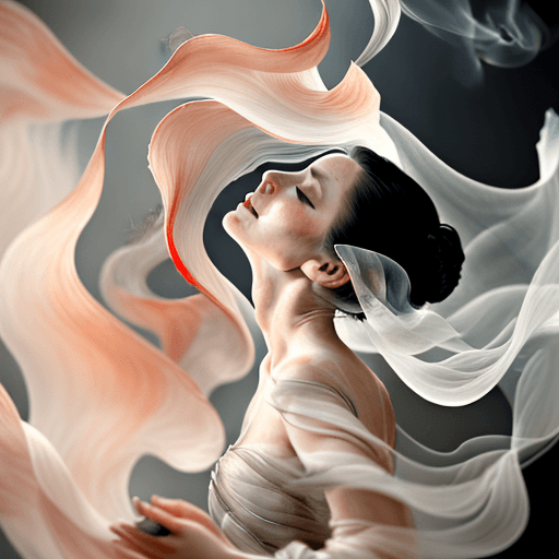 AI generated: smoke sculpture portrait of a woman, in the style of flowing fabrics, delicate ink washes, dance, ju...