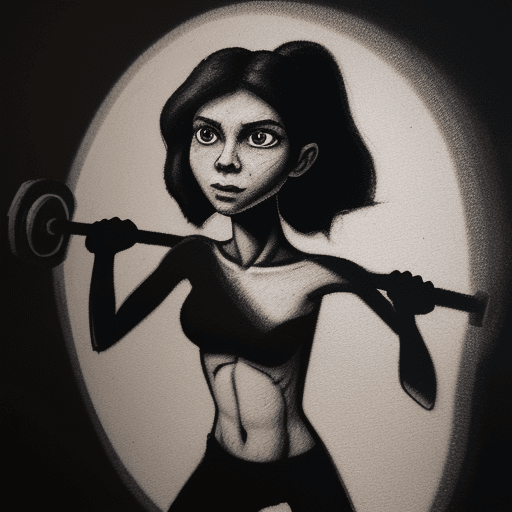 AI generated: create an 
cave painting like cartoonish charcoal image of a stick figure lifting weights