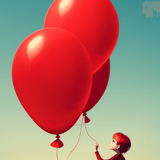 AI generated: sad fun with red balloon