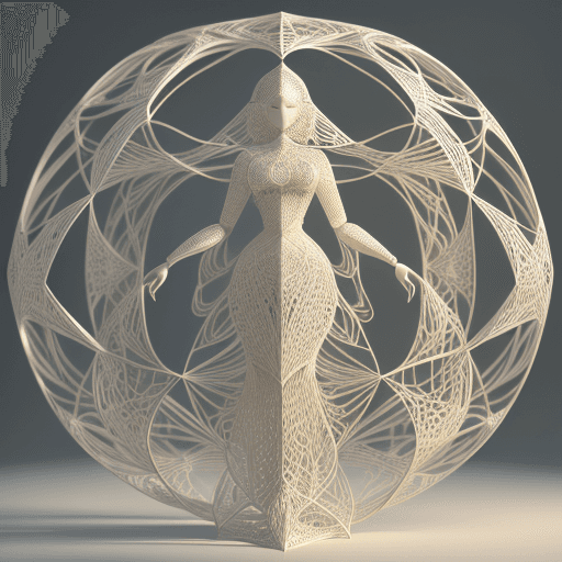 AI generated: ai artwork, Indian Women in parametric filigree, parametric space, multidimensional, paper art, pape...