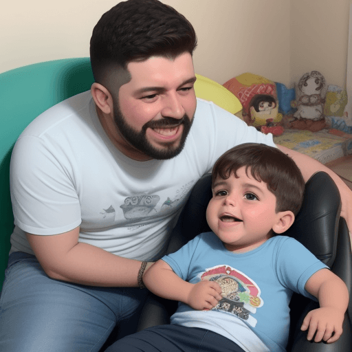 AI generated:  papas me dan una buena noticia a su hijo
en casa y el se ve muy feliz por la noticia y salta de emo...