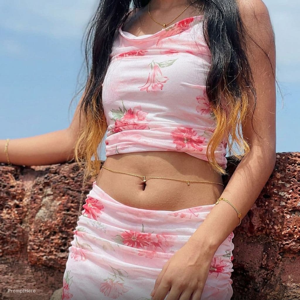 AI generated: Showing navel