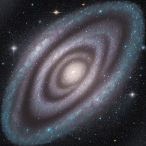 AI generated: a spiral galaxy in the distance, in the style of light teal and light brown, james webb telescope, p...
