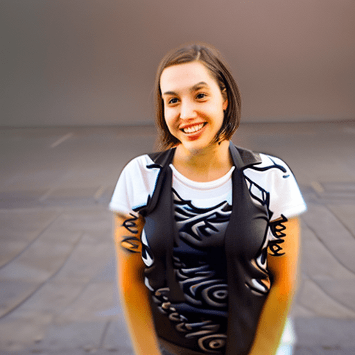 AI generated: Very realistic photo. Hyperrealistic. Out of focus background. Young woman, posing front facing, mod...