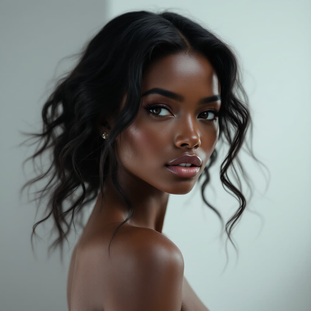AI generated: ULTRA REALISTIC BLACK FEMALE WITH HAIR hair colored  FOR HAIR COMPANY ad