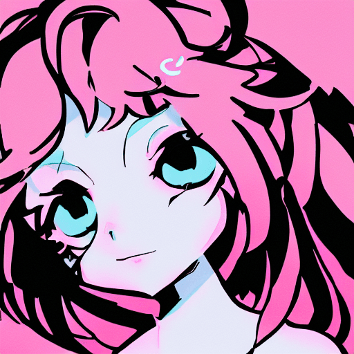 AI generated: anime girl by loish, disney style, graphic design, sticker design