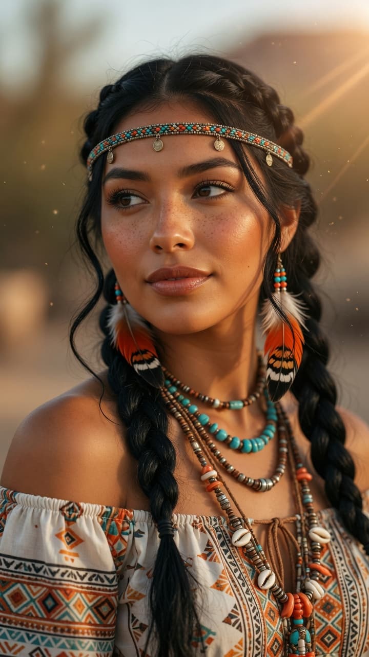 AI generated: Ultra-realistic National Geographic level portrait photography of a stunning young woman with golden...