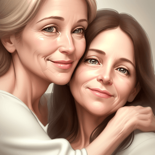 AI generated: Create a digital illustration that highlights the loving face of a mother. In the image, it shows th...