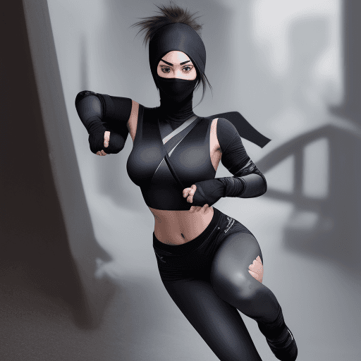 AI generated: ninja, wepons, girls, Beautiful face, perfect face, women , full body, 25 years old