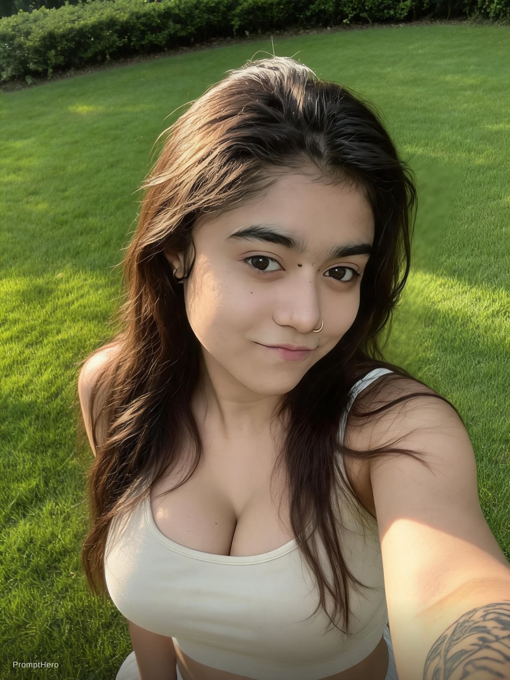 AI generated: Preserve face and body from the reference image.
Theme: Outdoor lifestyle selfie, natural sunlit aes...