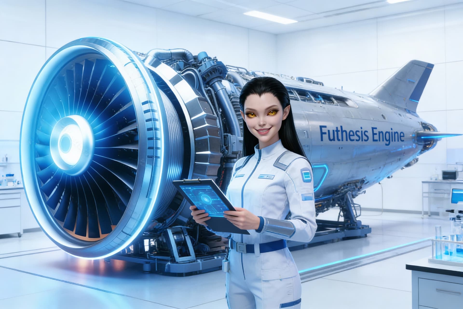 AI generated: Use the Reference Image to reimagine the View of the Futhesis ENGINE Design for any space vessel. Sh...