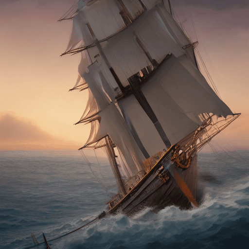 AI generated: Photo of a ultra realistic sailing ship, dramatic light, pale sunrise, cinematic lighting, battered,...