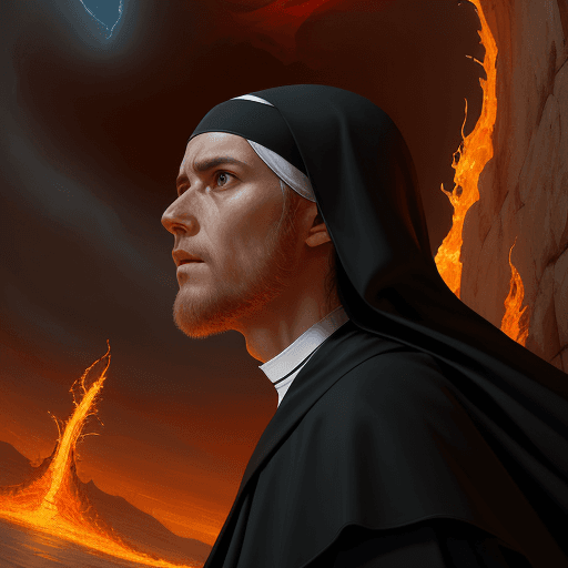 AI generated: Joshua son of Nun looking up at the pillar of fire before crossing the red sea, 8k resolution, faith...