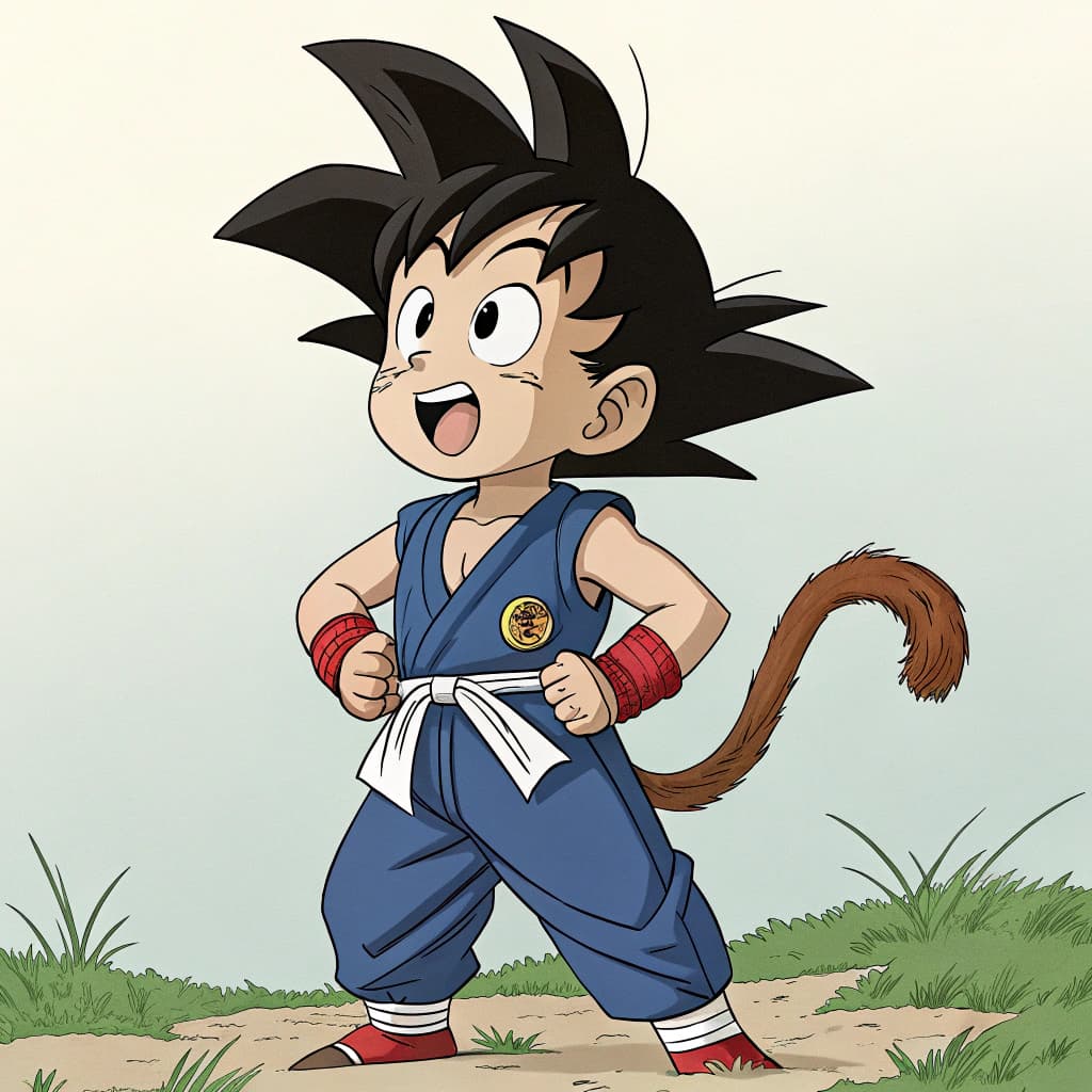 AI generated: Hyper realistic A full-body realistic portrait of young Son Goku from the first episode of Dragon Ba...