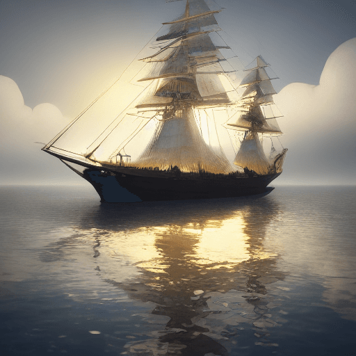 AI generated: Photo of a ultra realistic sailing ship, dramatic light, pale sunrise, cinematic lighting, battered,...