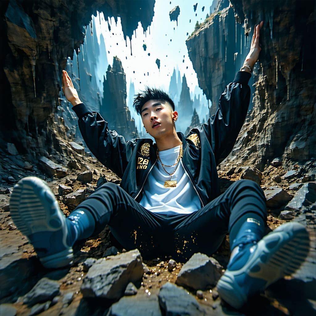 AI generated: ricegum trapped in a bottomless pit with ksi and mr beast