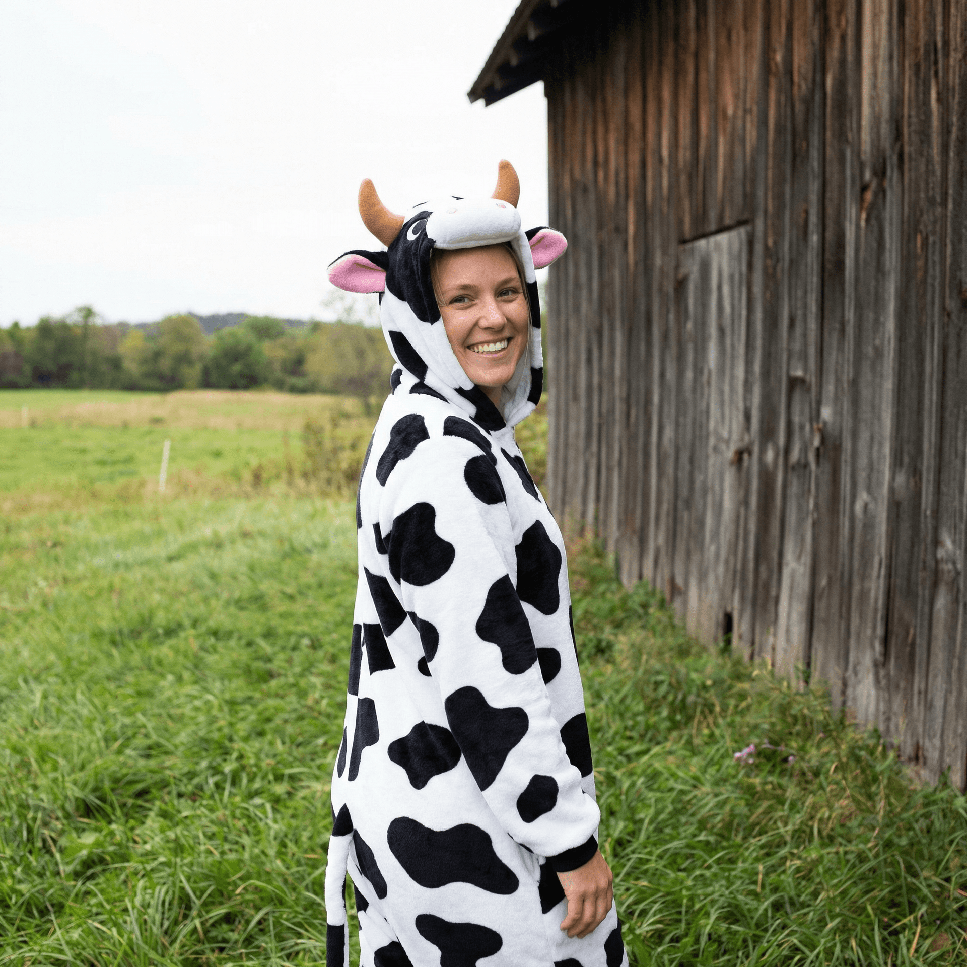 AI generated: put her in a cow costume