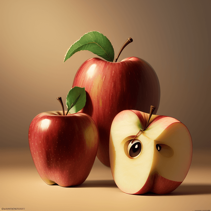 AI generated: Cartoon apple fruit, Pixar Style, perfect composition, 8k artistic photography, photorealistic conce...