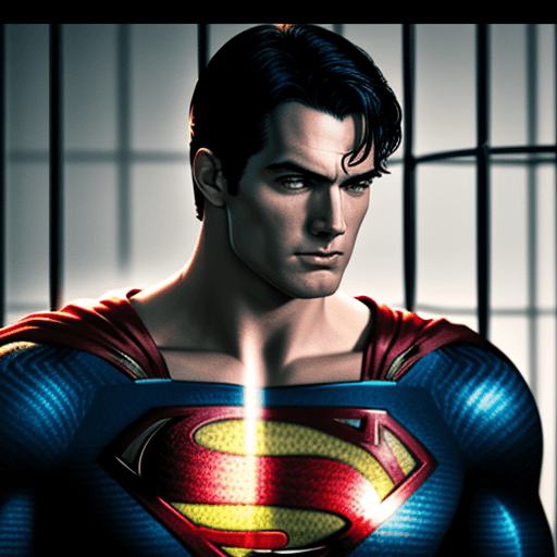 AI generated:   superman in  cage, 4 k ultra hd 