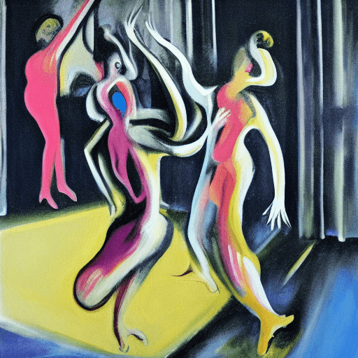 AI generated: painting of dancing woman, francis bacon style

