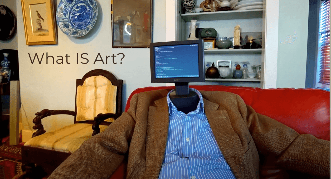 AI generated: can you turn the face of the man into a modern computer?