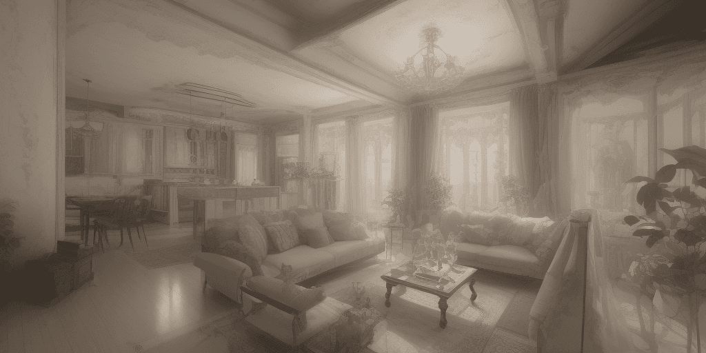 AI generated: High resolution photography interior design, dreamy sunken living room conversation pit, wooden floo...