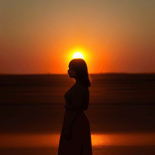 AI generated: woman standing in the setting sun

