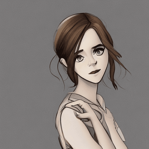 AI generated: cartoon Emma Watson draw by ghibli studio. comic book.Game character concept art --ar 9:16 --uplight