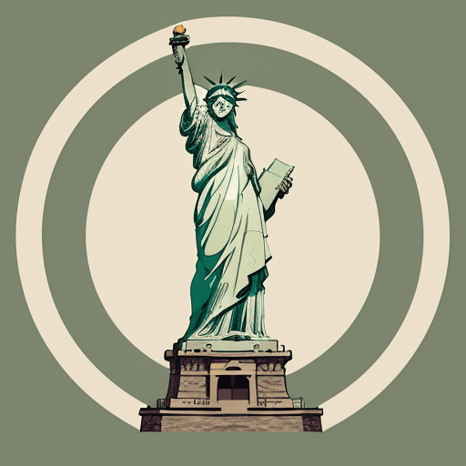 AI generated: Tshirt illustration, Statue of Liberty, hd, Studio Ghibli, Leo Putz, svg, vector, impressionism-core...